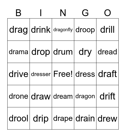 "Dr-" Blend Bingo Card