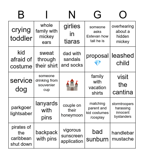 disneyland bingo Card