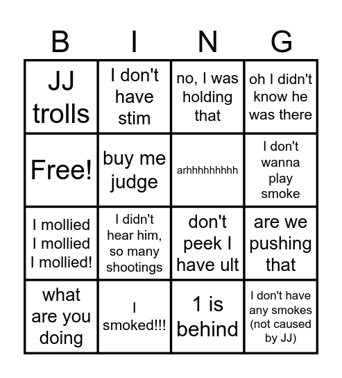 Cheese bingo Card