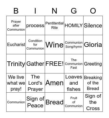 Communion Prep Bingo! Bingo Card