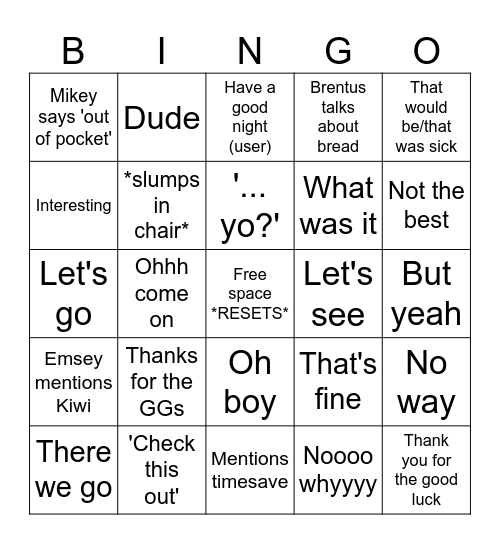 P5 BotW Bingo Card