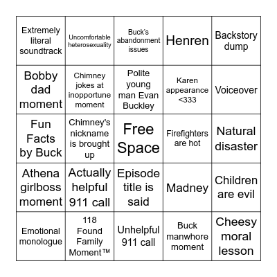 911 Bingo Card