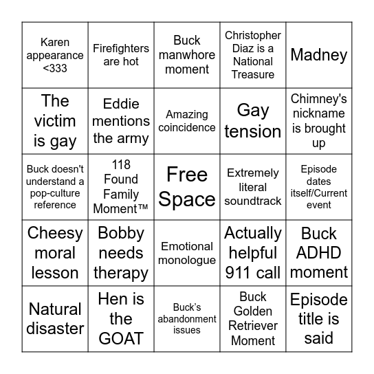 911 Bingo Card