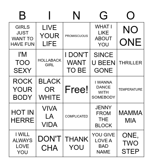 BINGO TUNES #2 Bingo Card