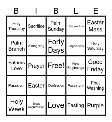 RESURRECTION Bingo Card