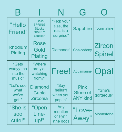 BackStreet Blingo Bingo Card