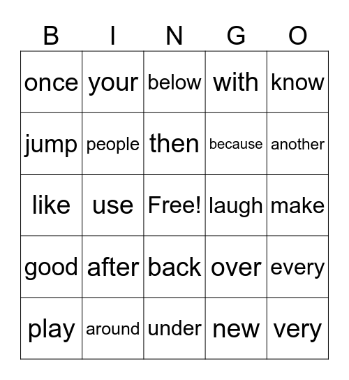 high-frequency-words-bingo-card