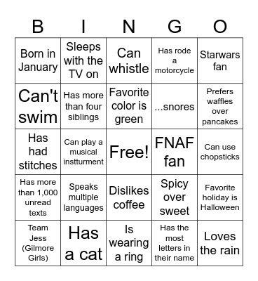 Get-To-Know-You Bingo! Bingo Card
