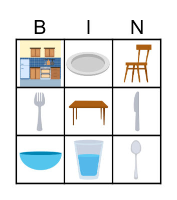 IN THE KITCHEN Bingo Card