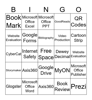 Library Media Center Activities Bingo Card