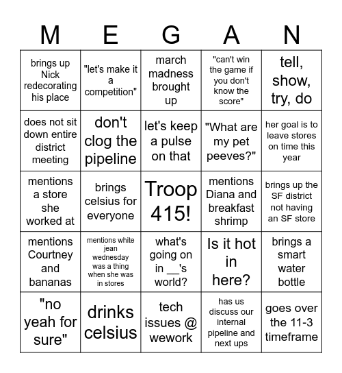 SAN FRANCISCO DISTRICT MEETING Bingo Card