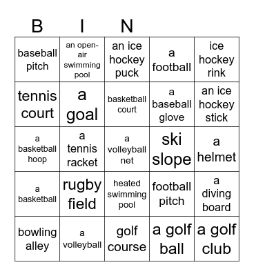 sports Bingo Card