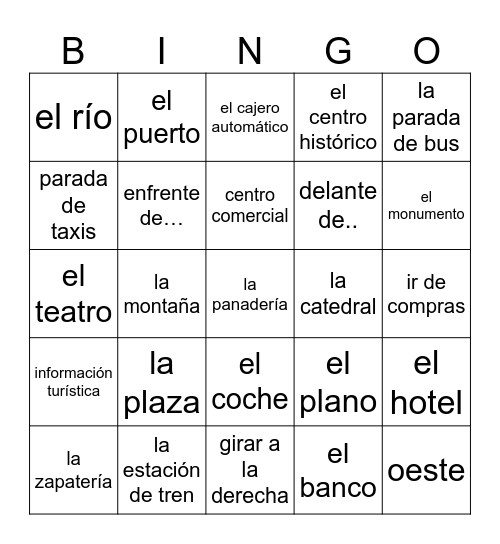 En la ciudad Bingo Card