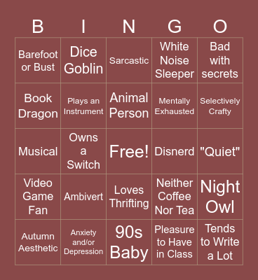 A First Attempt Bingo Card