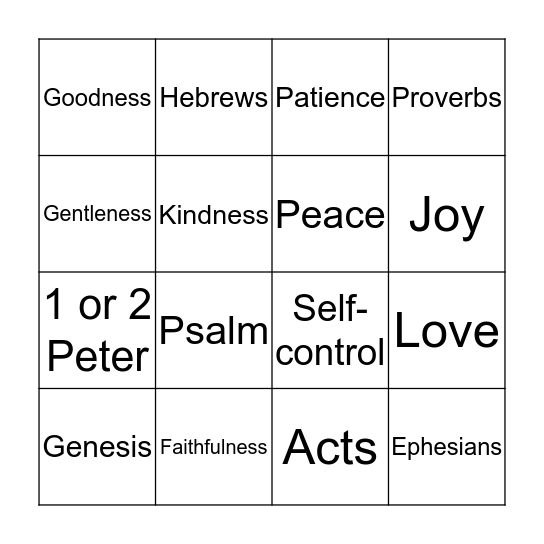 fruit of the spirit bingo  Bingo Card