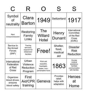Red Cross Bingo! Bingo Card