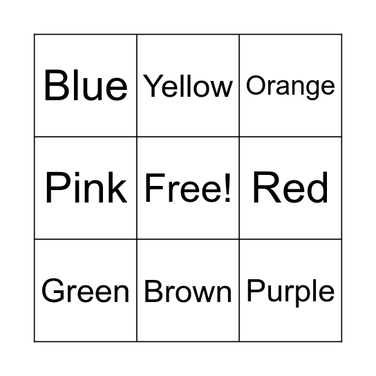 COLOUR BINGO Card