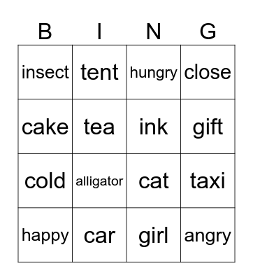 вводный 1 Bingo Card