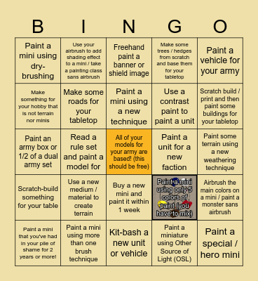 Hobby Bingo 2024 Bingo Card