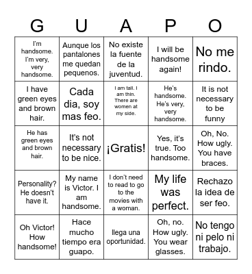 Guapo y Feo Bingo Card