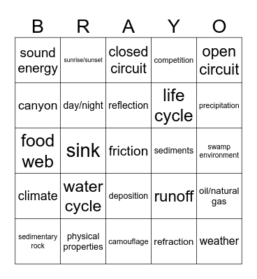 STAAR BINGO Card