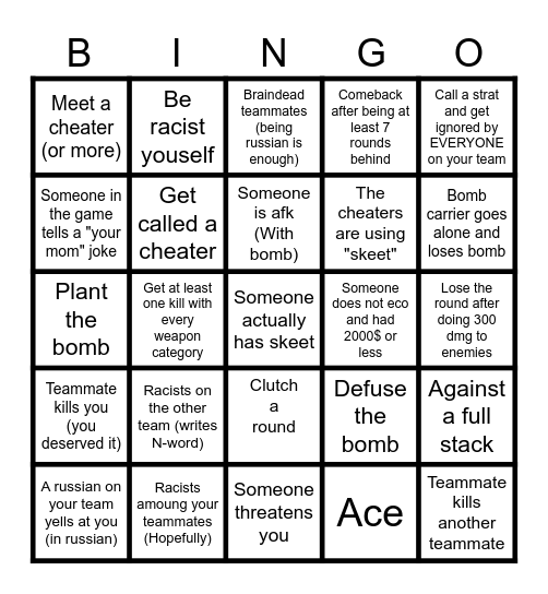 Cs2 bingo Card