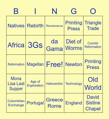 Atlantic World Review Bingo Card