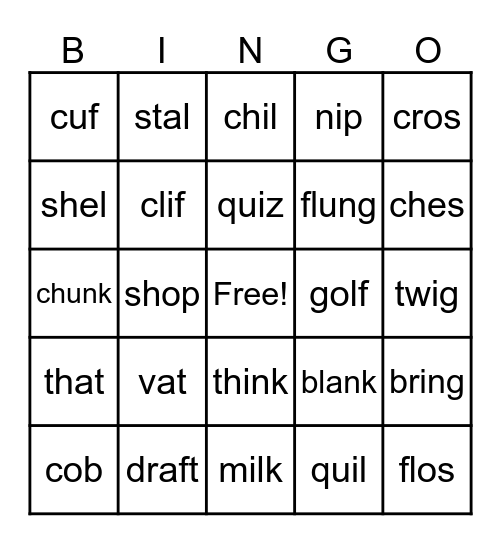 Bonus letters and Welded Sounds Bingo Card