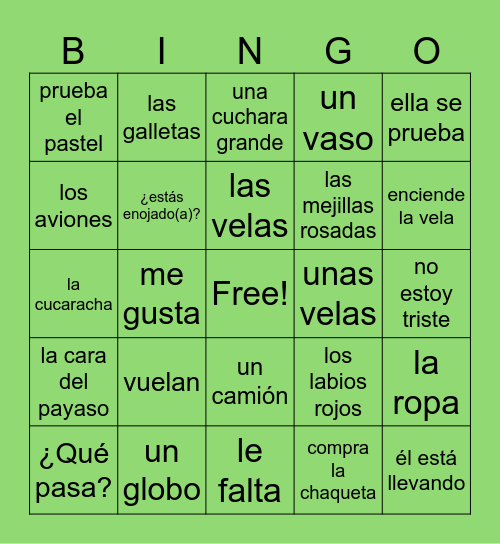 Feliz Cumpleaños Bingo Card