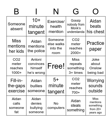 Computer Science Bingo Card