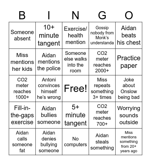 Computer Science Bingo Card