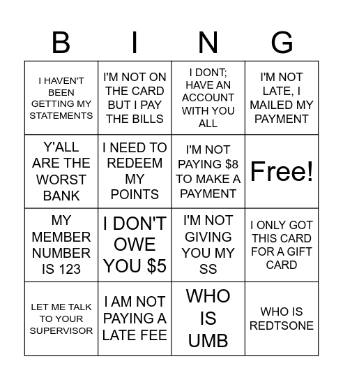 RUAL KING PHRASES Bingo Card