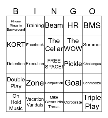 KORT "Keyword" BINGO Card