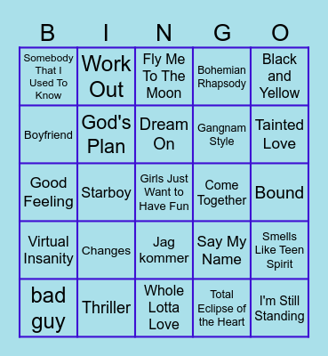 Tjueto sin musikk Bingo Card