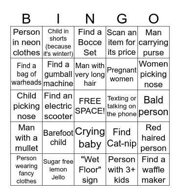 Wal-Mart Bingo Card