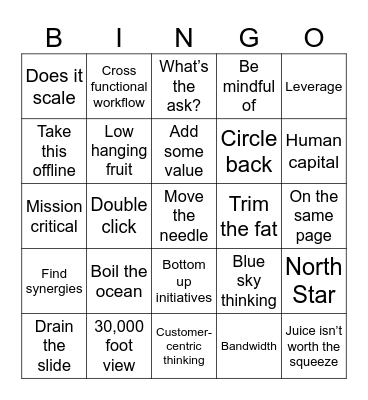 Consultant Bingo Card