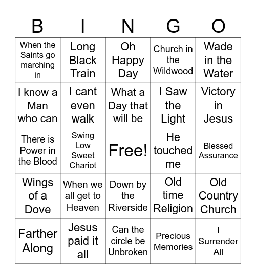 GOSPEL MUSIC Bingo Card