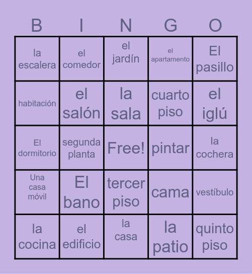 La Casa Bingo Card