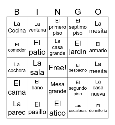 La casa Bingo Card