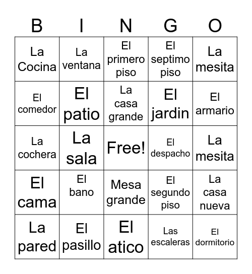 La casa Bingo Card