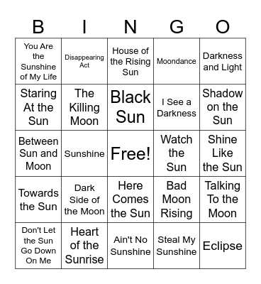 Total Eclipse Singo Bingo Card