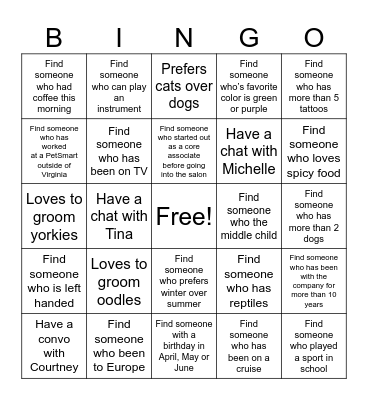 Salon Bingo Card