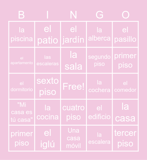 La Casa Bingo Card