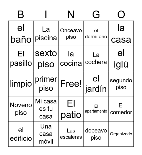 La Casa Bingo Card