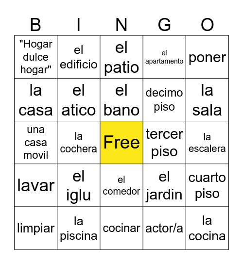 Bingo de la Casa Bingo Card