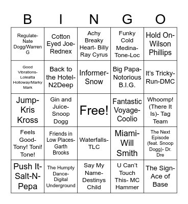 HFI 30yr Celebration Music Bingo Card