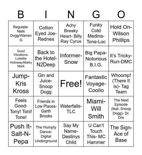 HFI 30yr Celebration Music Bingo Card