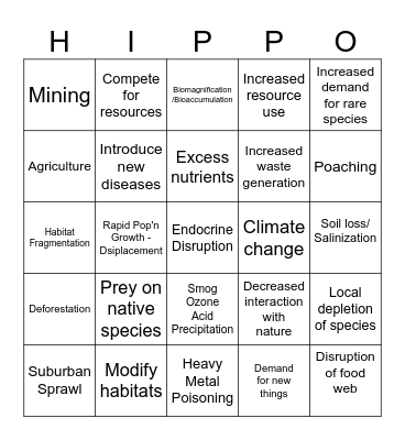 HIPPO Bingo Card