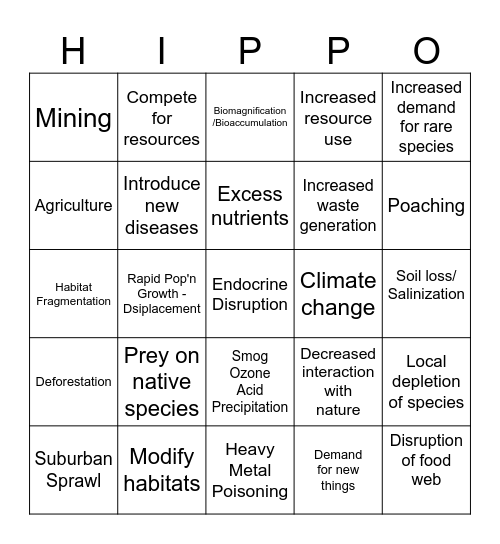 HIPPO Bingo Card