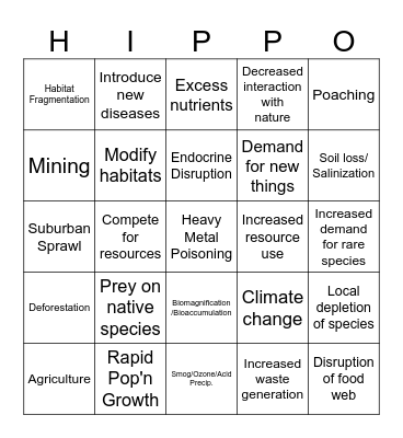 HIPPO Bingo Card